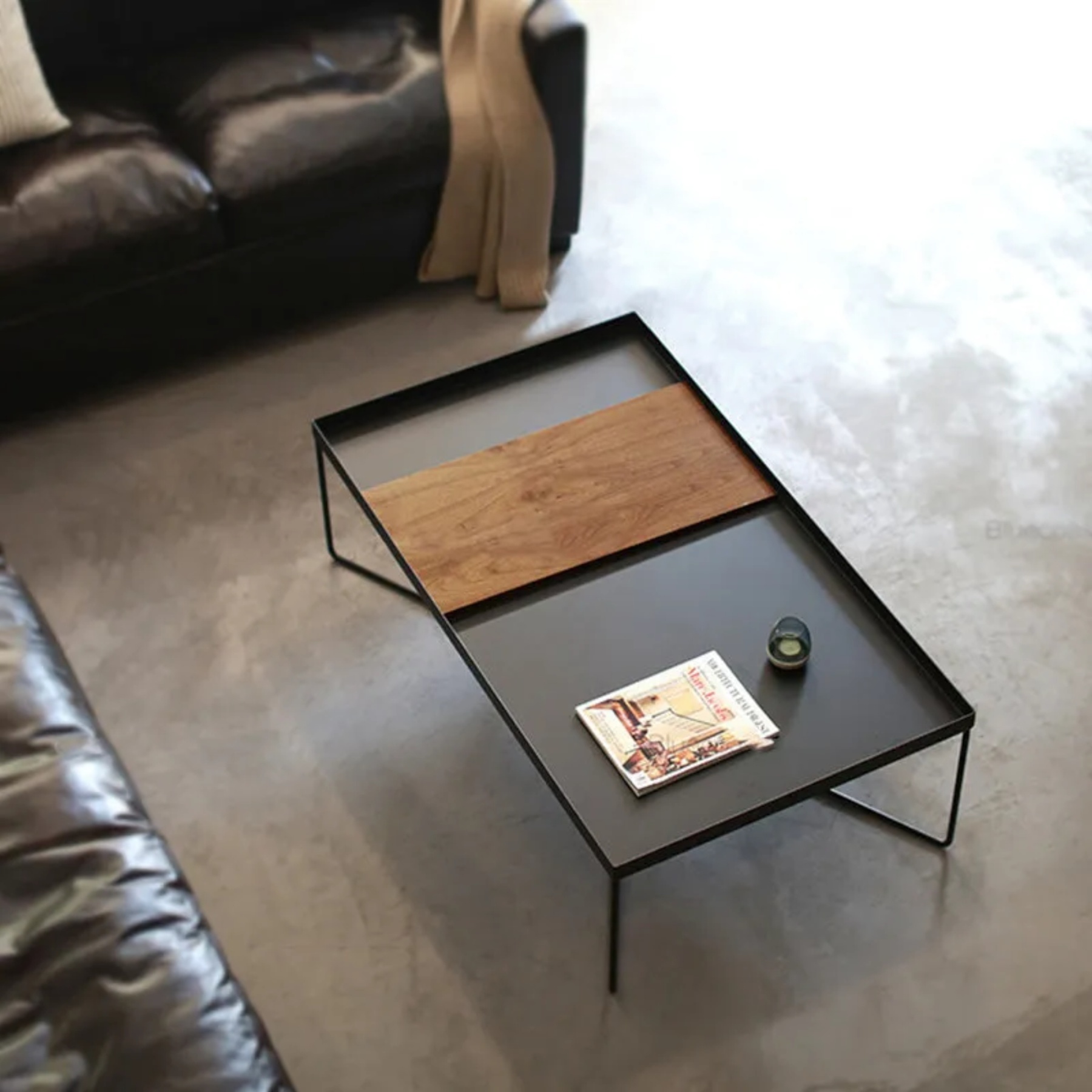 Lighom contemporary rectangular wood coffee tables — 31.5" L x 21.65" W x 17.72" H