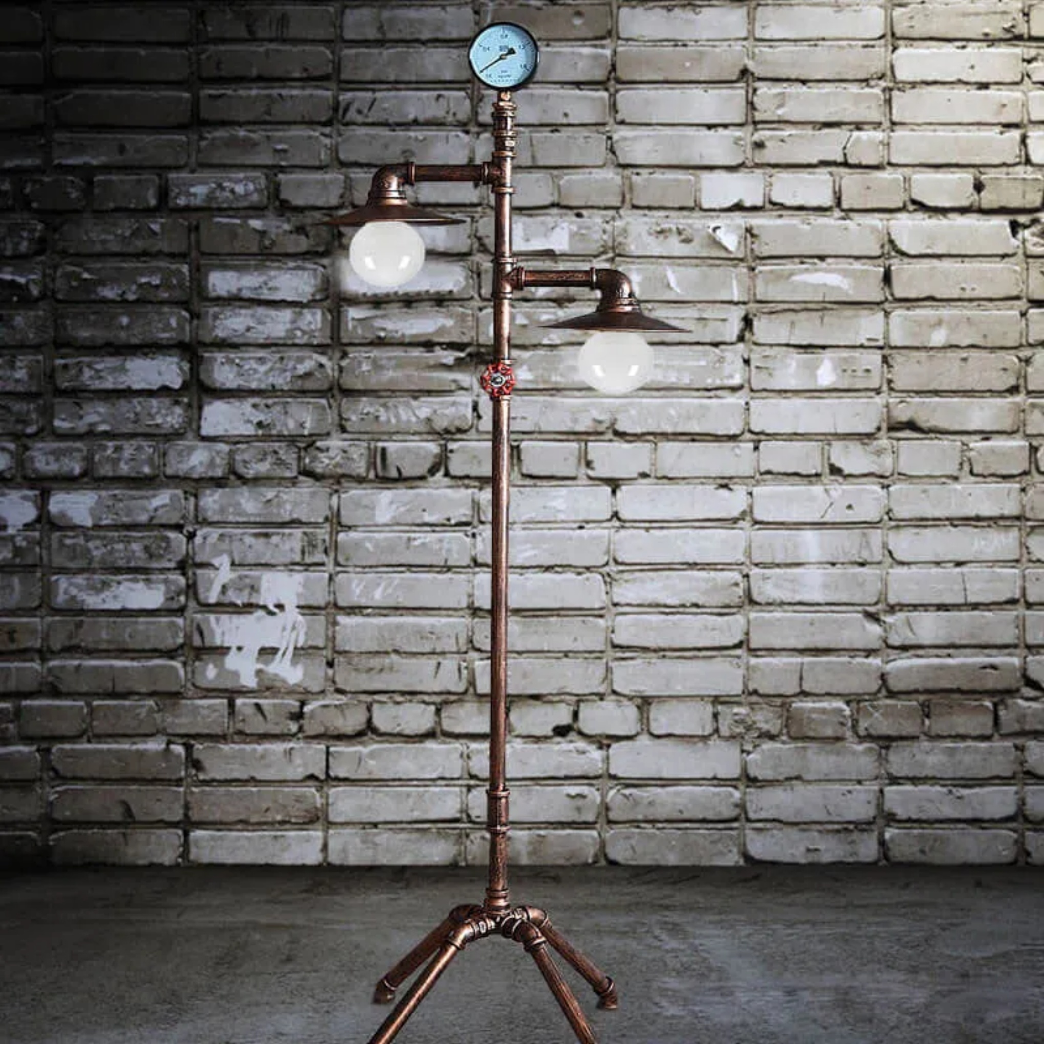 Minimalist water pipe bronze copper floor lamps, Lighom — 110V-120V (US/CA)