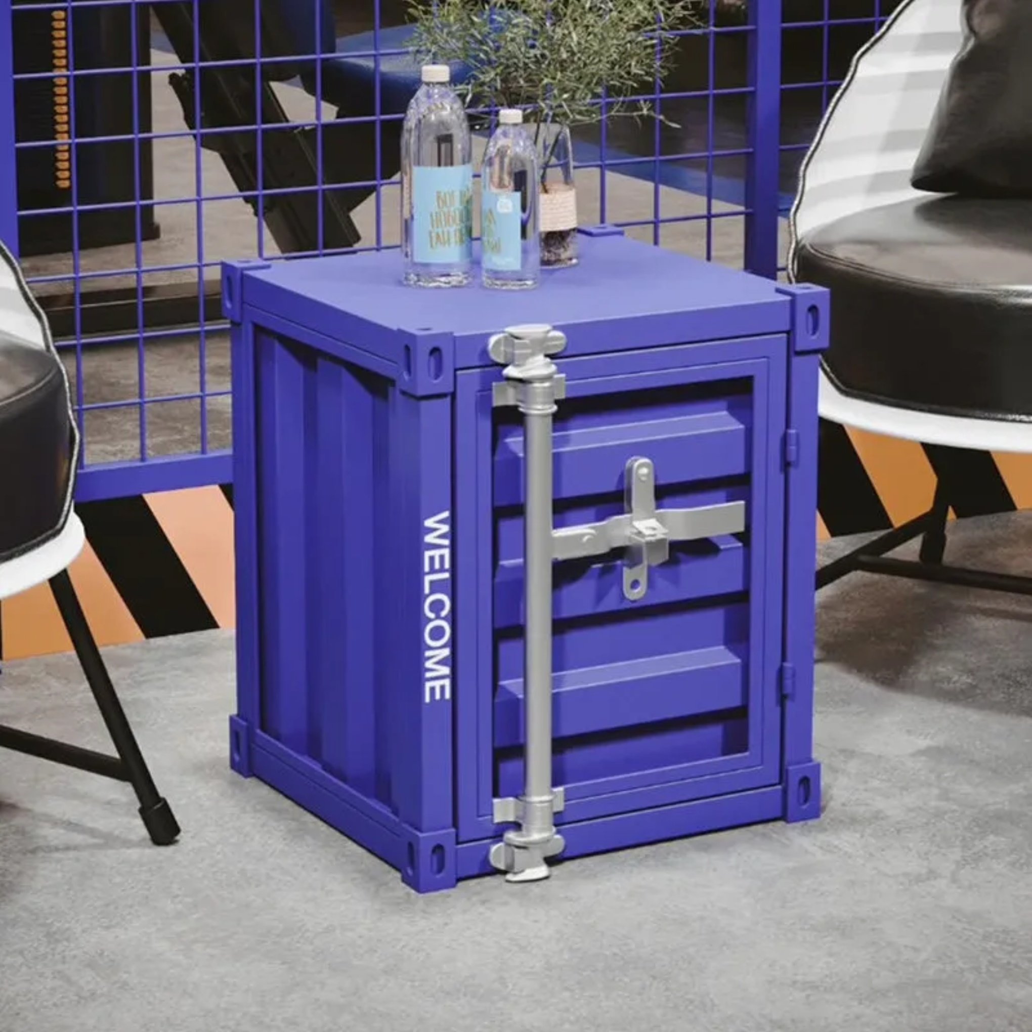 Lighom striped container iron nightstands for bedroom