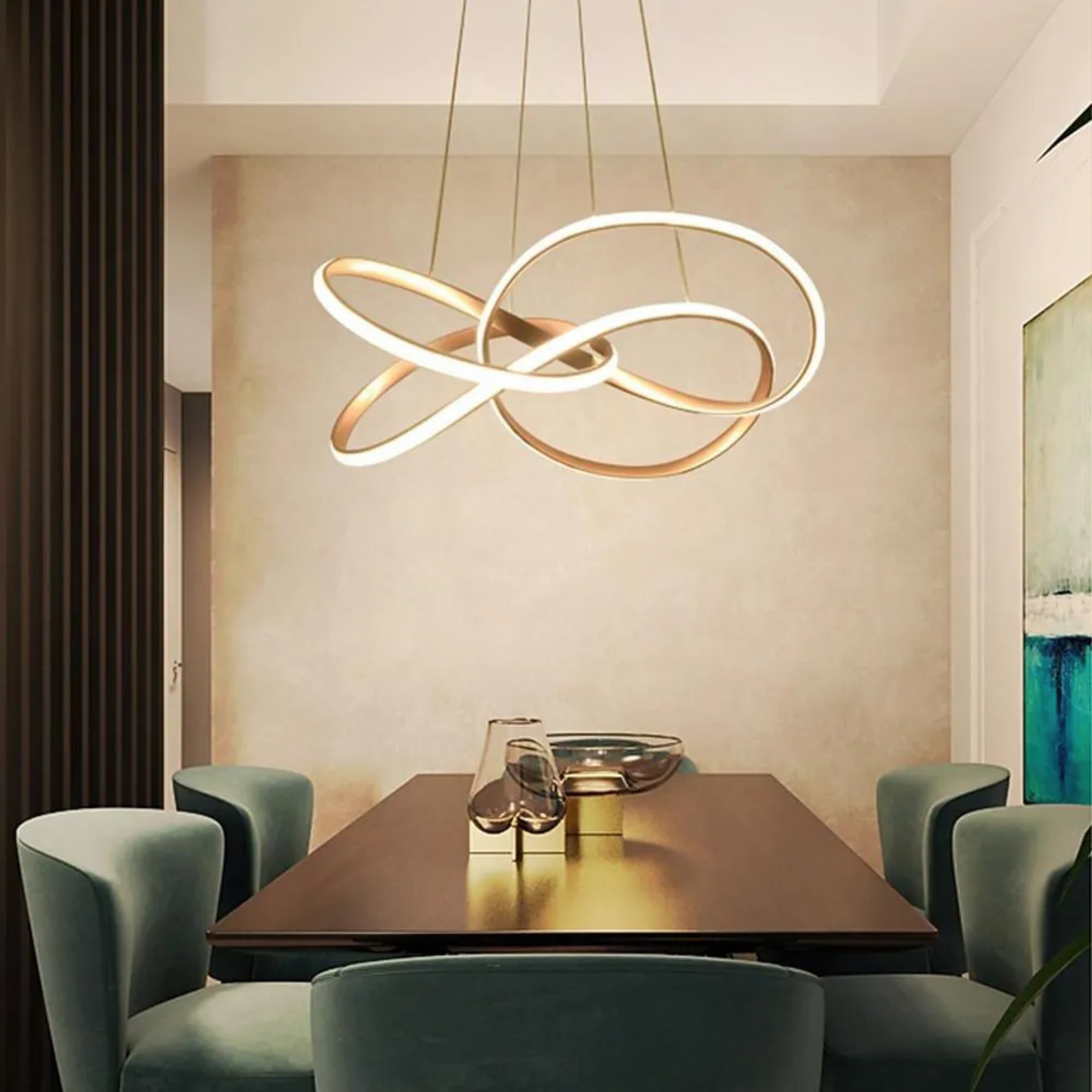 Wave interweaving white acrylic chandeliers, Lighom — Warm White (3000K)
