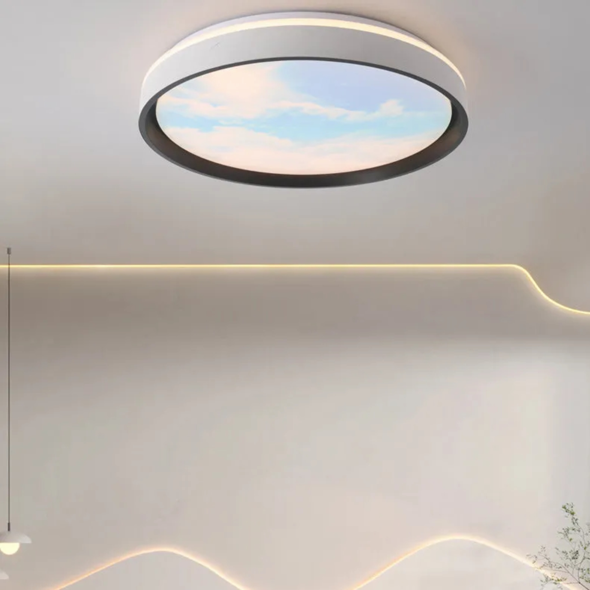 Minimalist sunny sky white flush mount lighting — Round - Small / Cool White (6000K) / 110V-120V (US/CA)