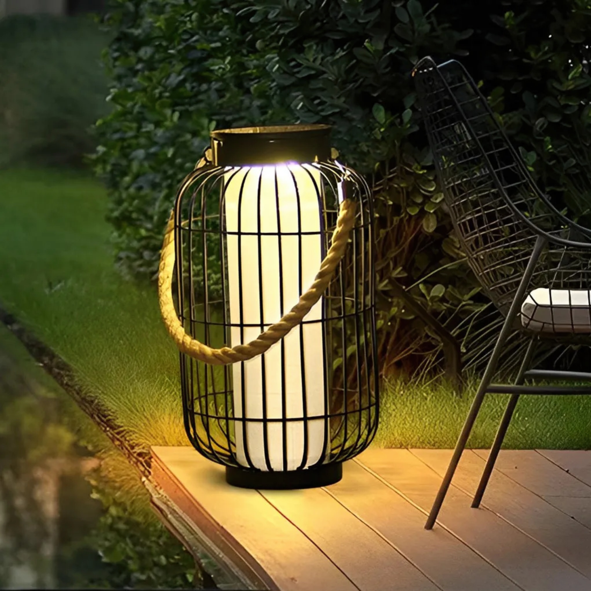 Lighom portable lantern iron outdoor lanterns & lamps for garden — Set of 1