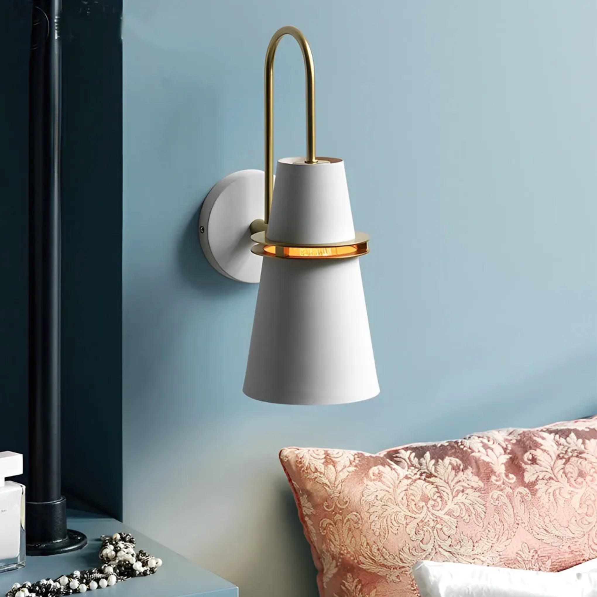 Lighom modern plug-in white wall sconces in iron