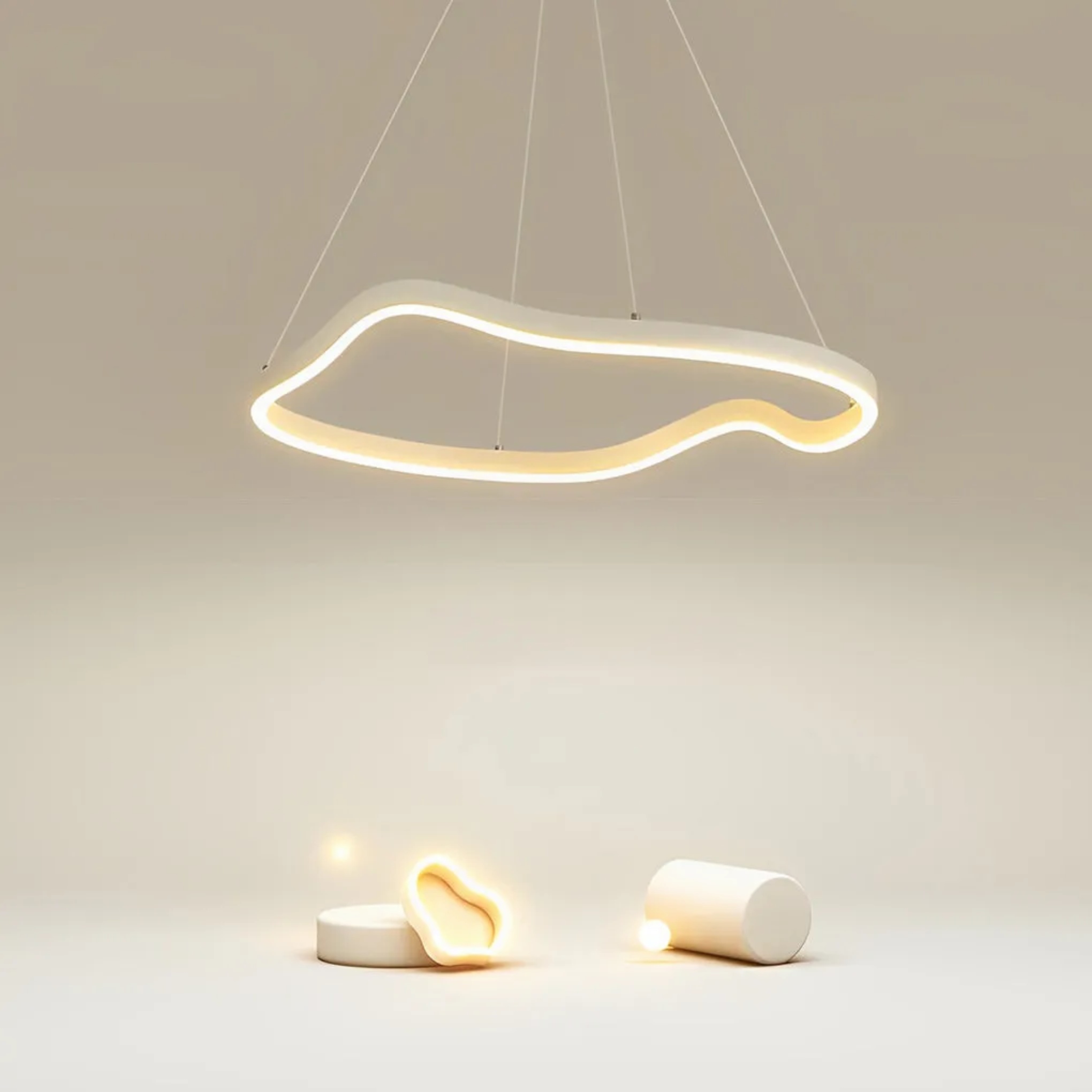 White synthetic irregular ring pendant lighting - modern
