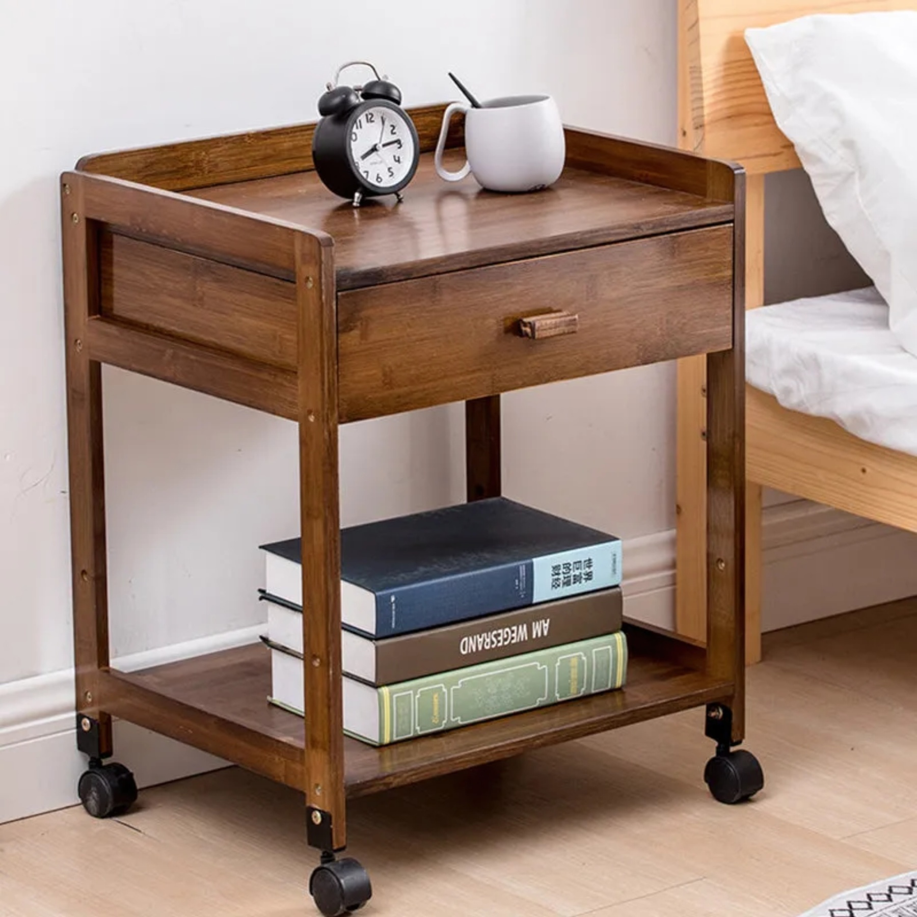 Lighom traditional 2-drawer natural end & side tables — 1-Drawer / Walnut
