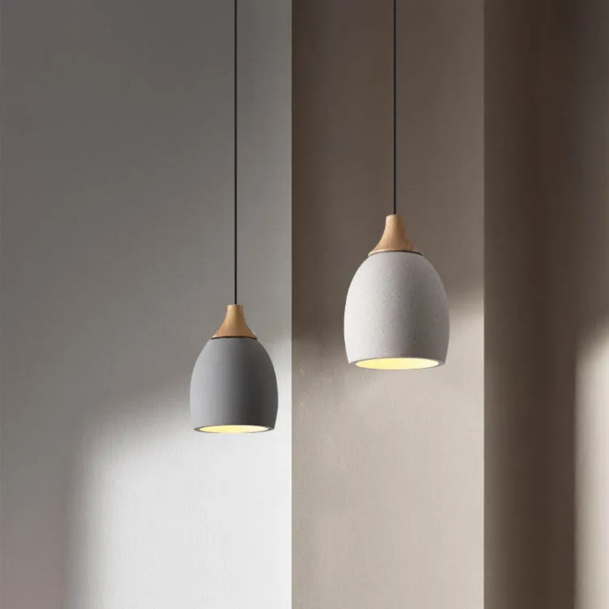 Traditional circle solid white cement pendant lighting — 110V-120V (US/CA)