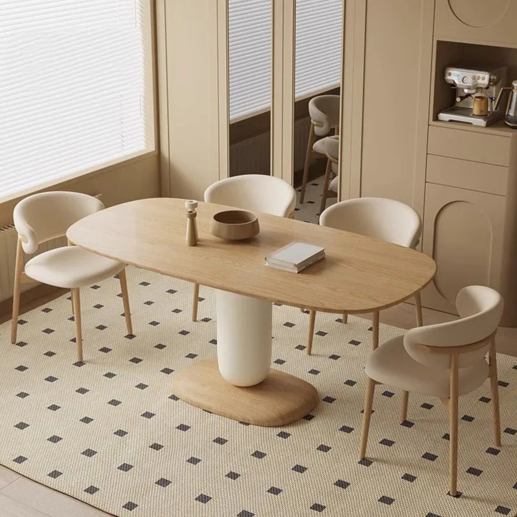 Japanese Elliptical Ash Oak Dining Table