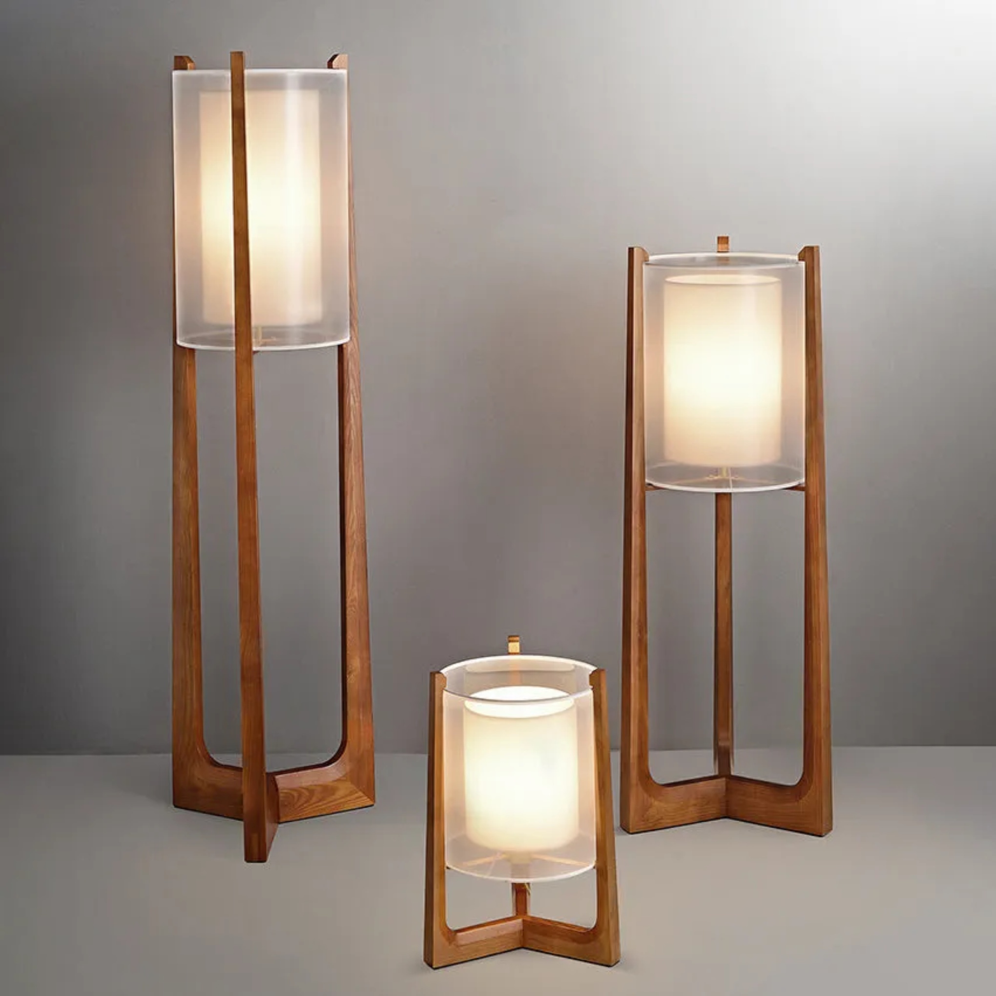 Lighom japanese ash solid wood floor lamps — 20.47" H x 14.96" Dia / 110V-120V (US/CA)