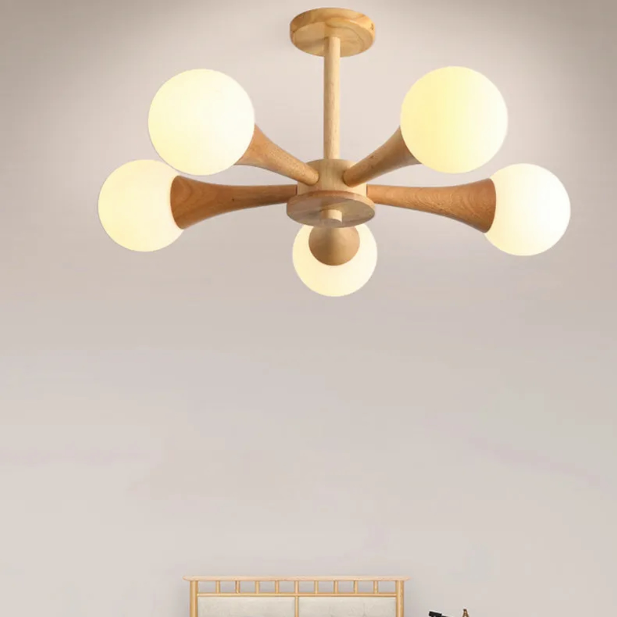Japanese semi-flush fork glass semi-flush mount light — 3-Light / 110V-120V (US/CA)