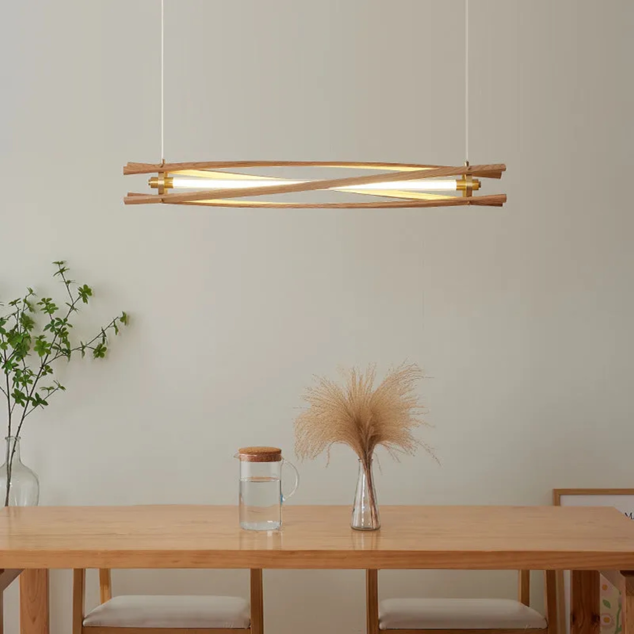 Japanese long column chandeliers in brass — 110V-120V (US/CA)