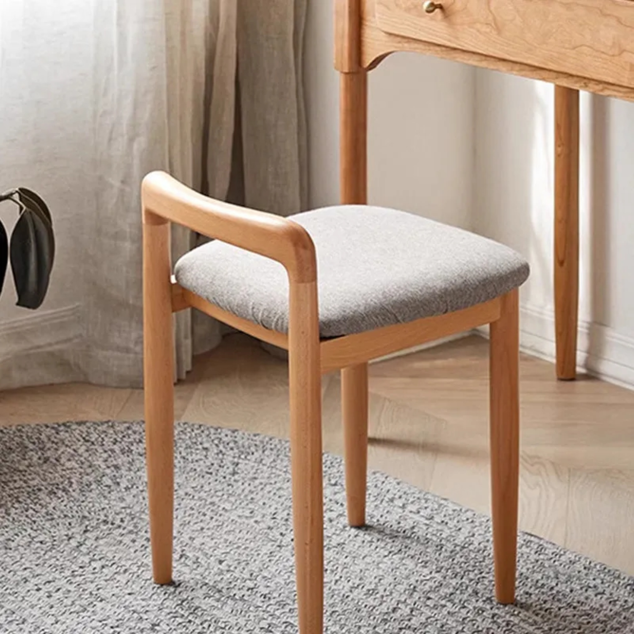 Traditional vanity oak linen wood vanity stools