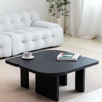 Lighom traditional rectangular end glass end & side tables — Black