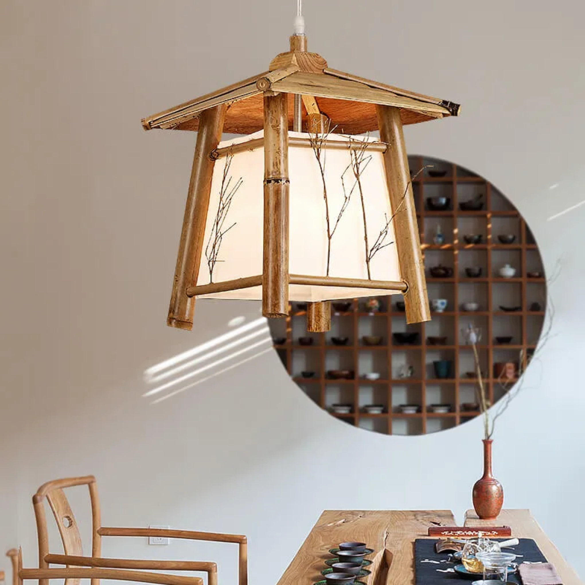 Japanese woven pendant lighting in bamboo — 110V-120V (US/CA