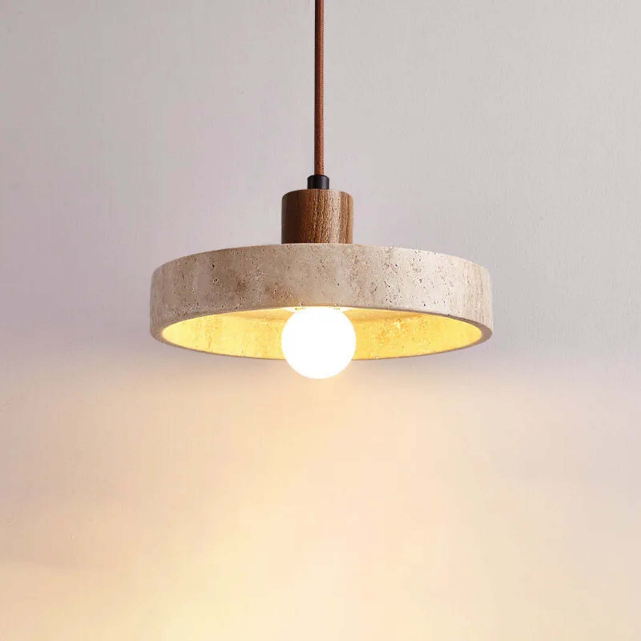 Lighom japanese solid travertine wood pendant lighting — Walnut / 110V-120V (US/CA)