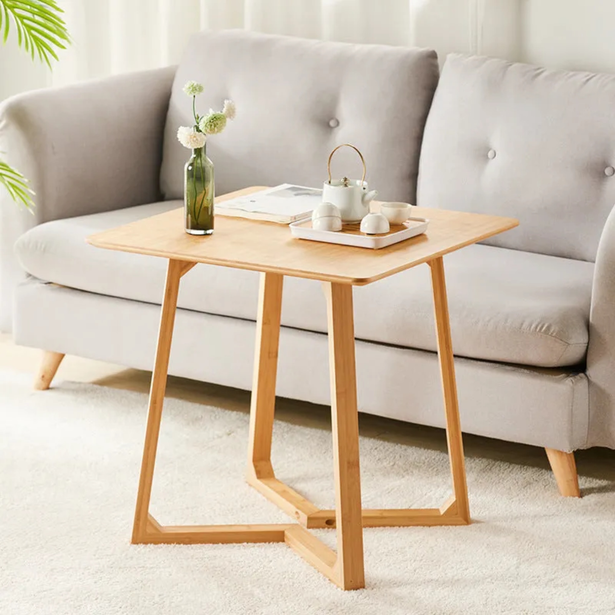 Lighom solid square wood coffee tables for living room