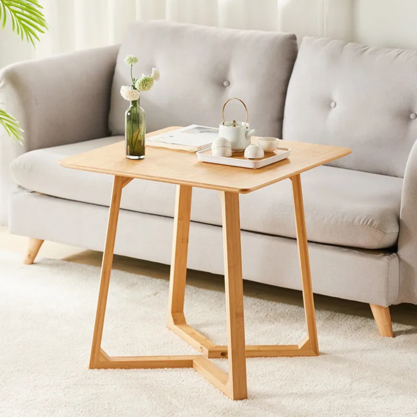 Lighom square solid wood coffee tables for bedroom