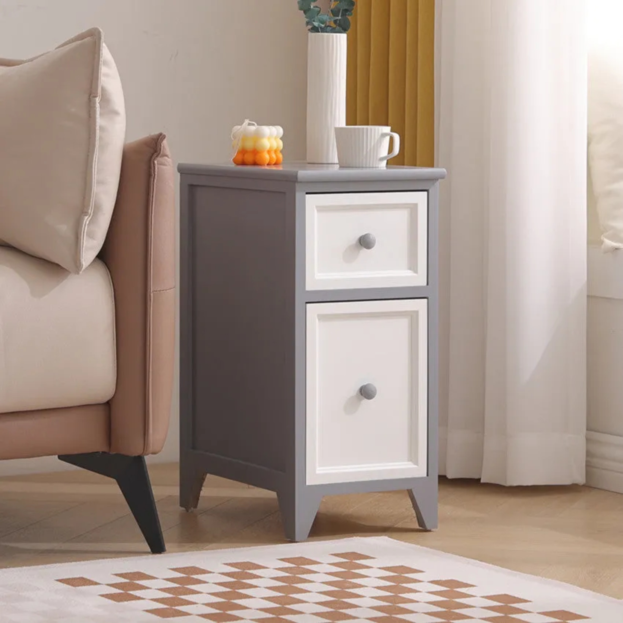 Minimalist 2-drawer solid white nightstands