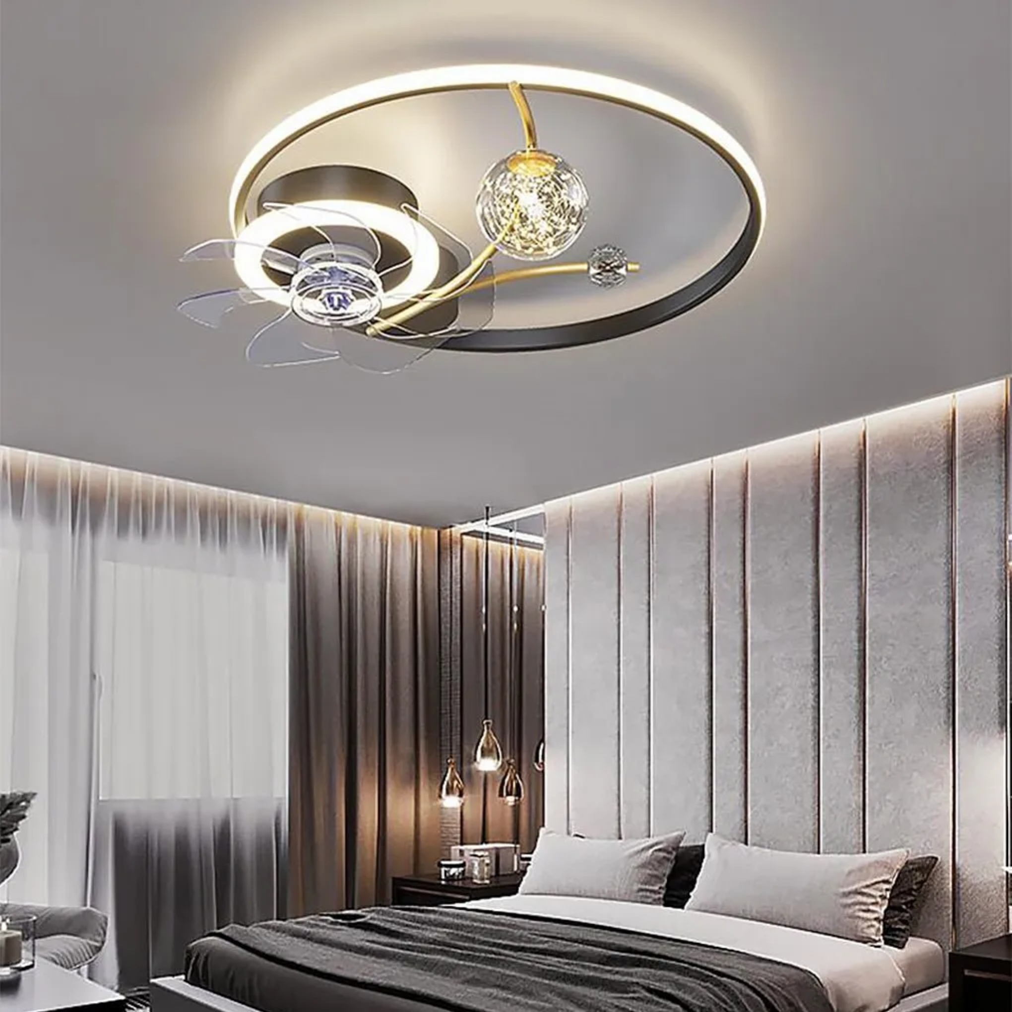 Modern kids round black kids ceiling fans — Matte Black
