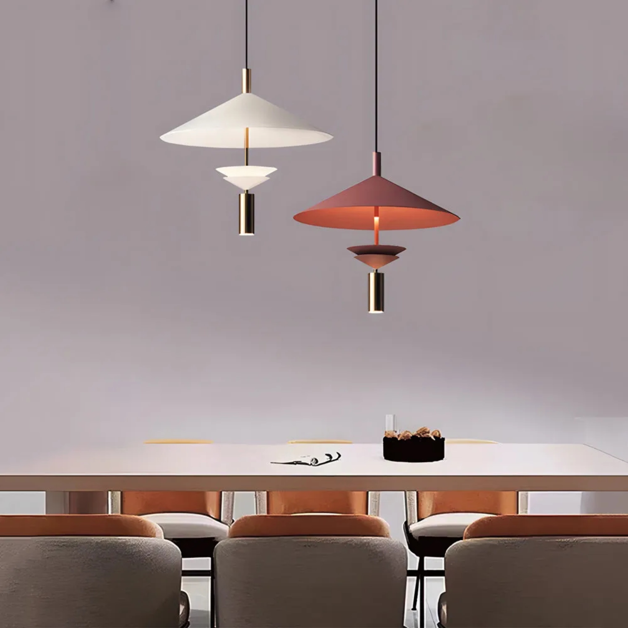 Modern laos spotlight red metal pendant lighting — 11.8" Diameter / White