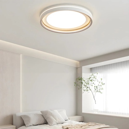 Modern ring layered black metal flush mount lighting, Lighom — 15.7" / White