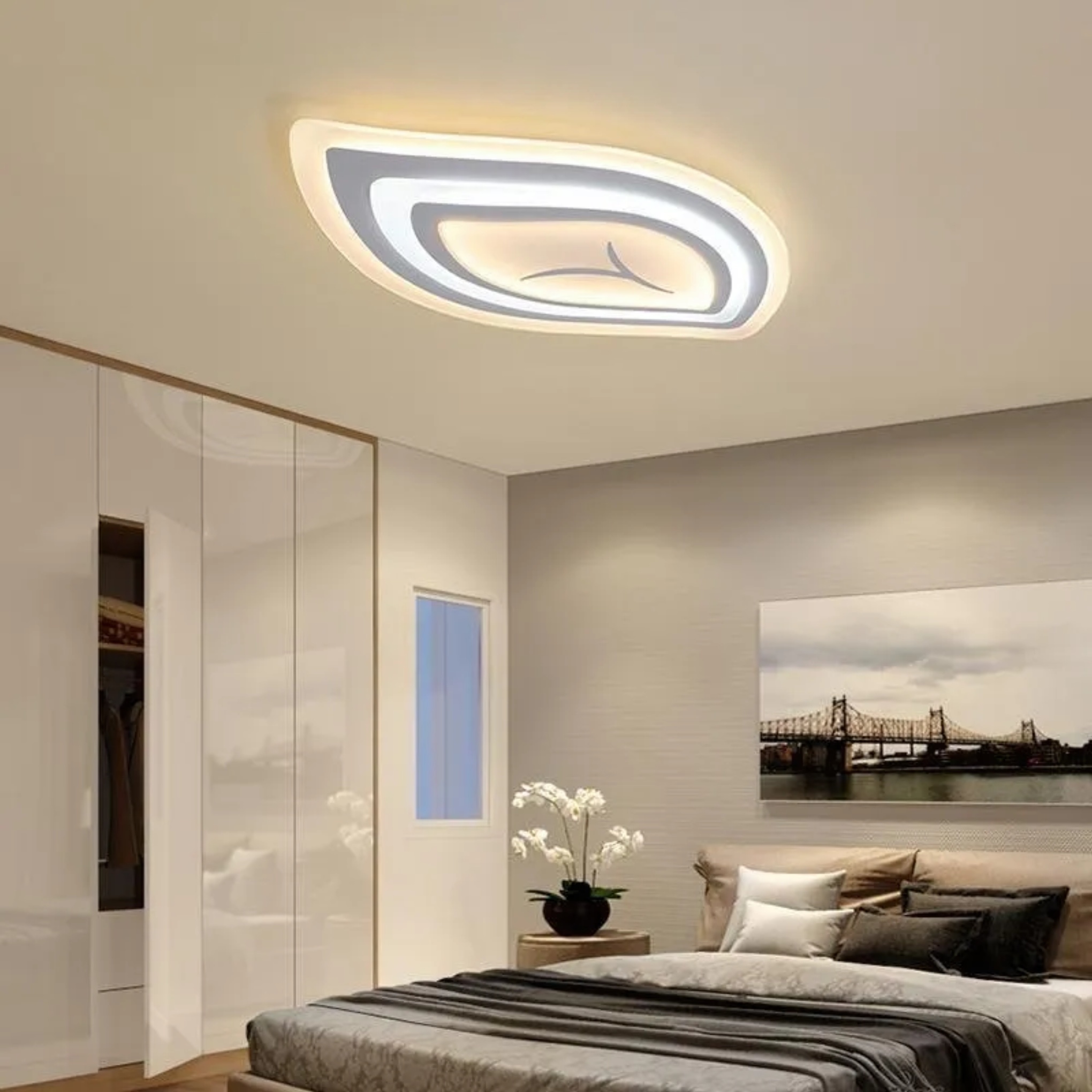Modern leaf white flush mount lighting, Lighom — 26"X16" / Cool White (6000K)