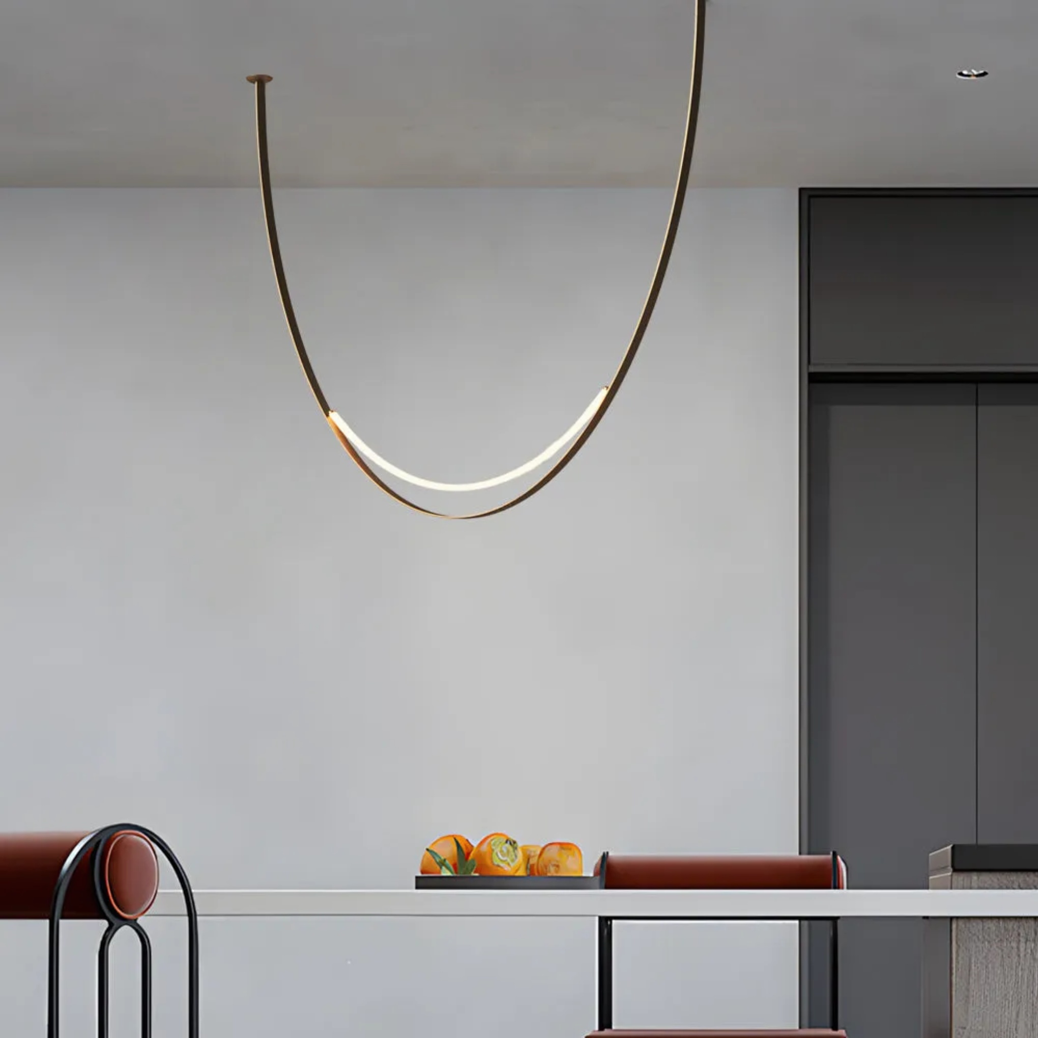 Leather belt staircase white leather chandeliers, Lighom — 72.8"