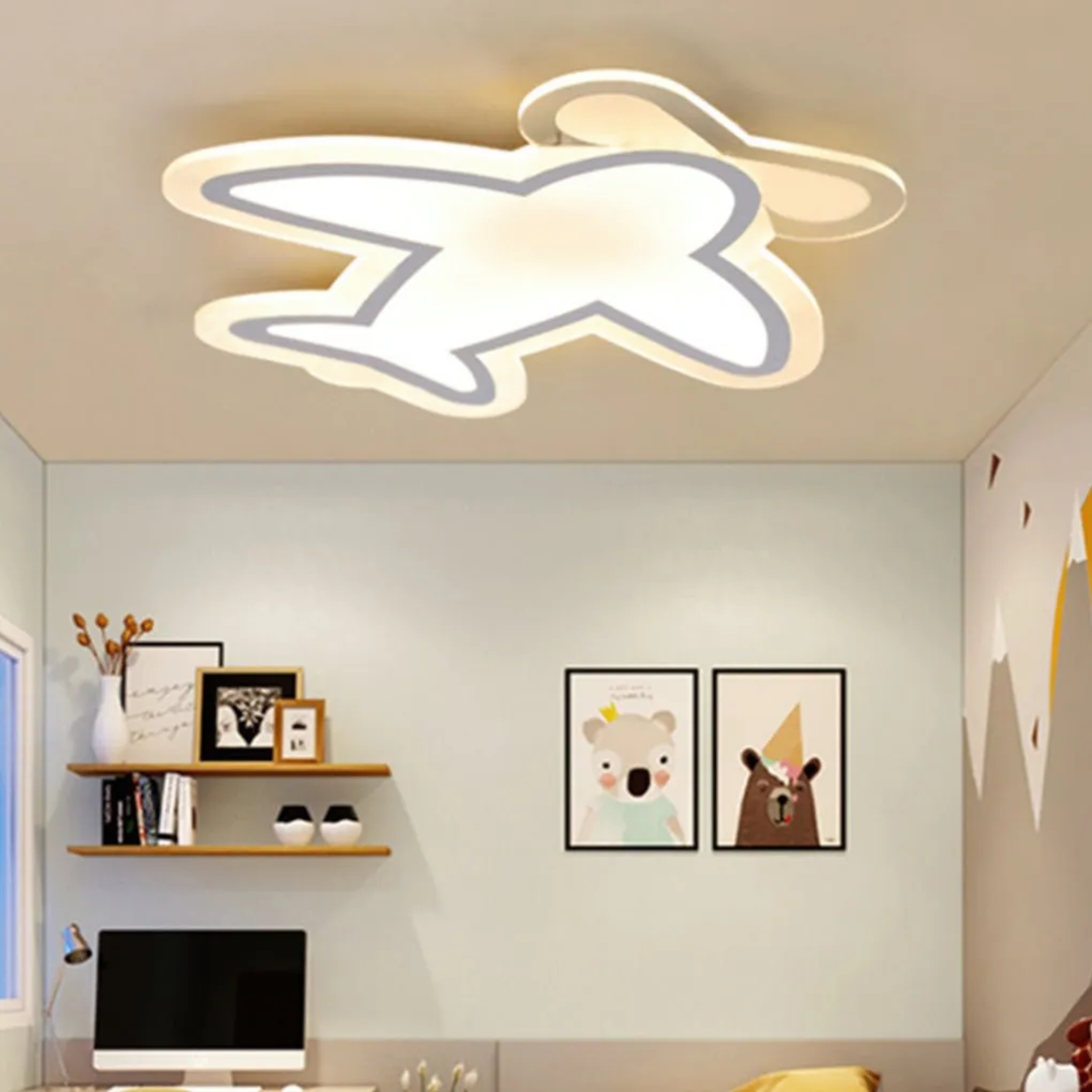 Modern aircraft white flush mount lighting — 24" L x 21" W / Cool White (6000K)