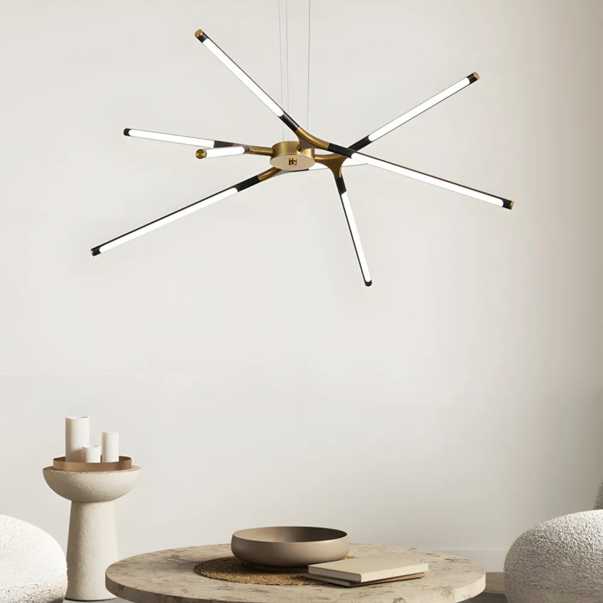 Modern sputnik linear synthetic chandeliers — 3-Light