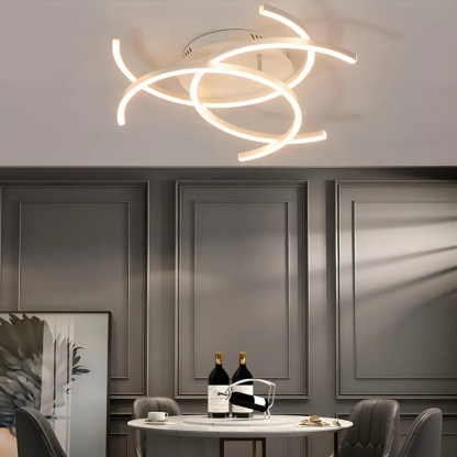 Black synthetic lines semi-flush mount light - modern — Matte Black / 3-Light