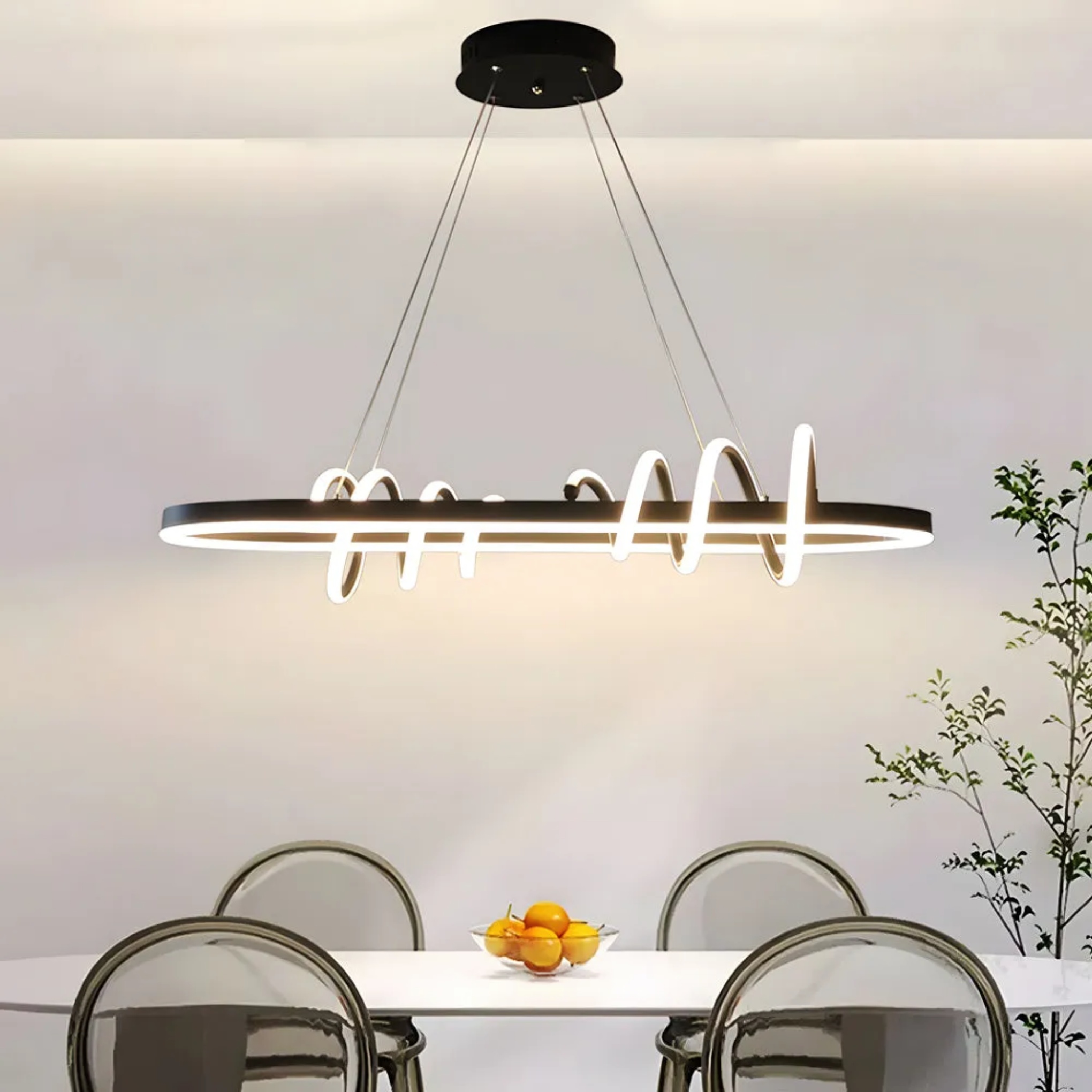 Modern line spiral pendant lighting in synthetic — Cool White (6000K)