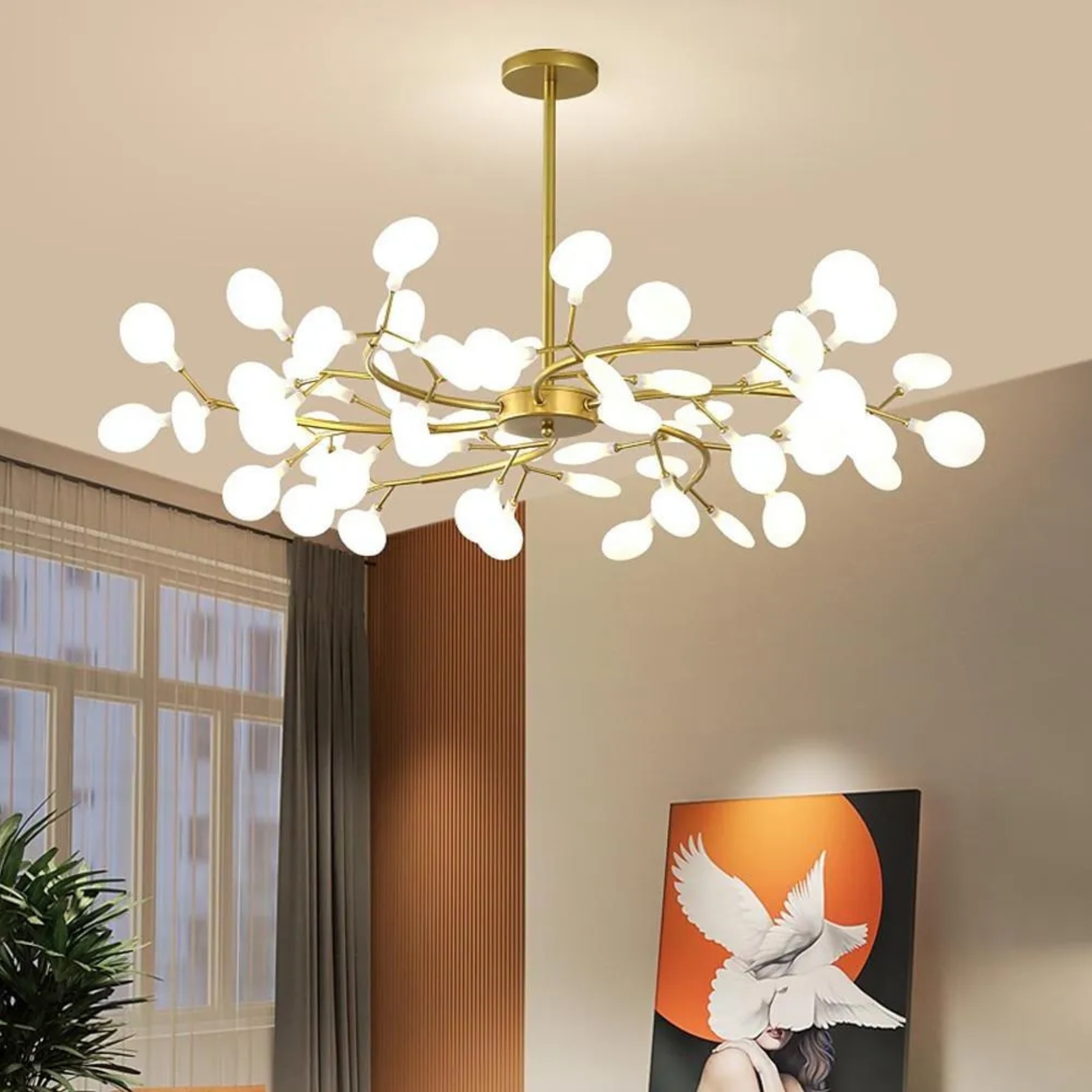 Transparent synthetic sputnik firefly chandeliers - modern — Bulb Not Included / 27-Light