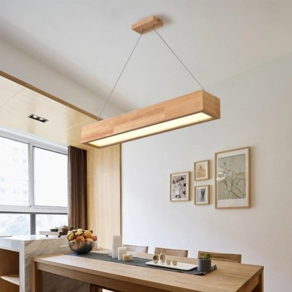 Lighom rectangular rust wood pendant lighting for office — 24" / Warm White (3000K)
