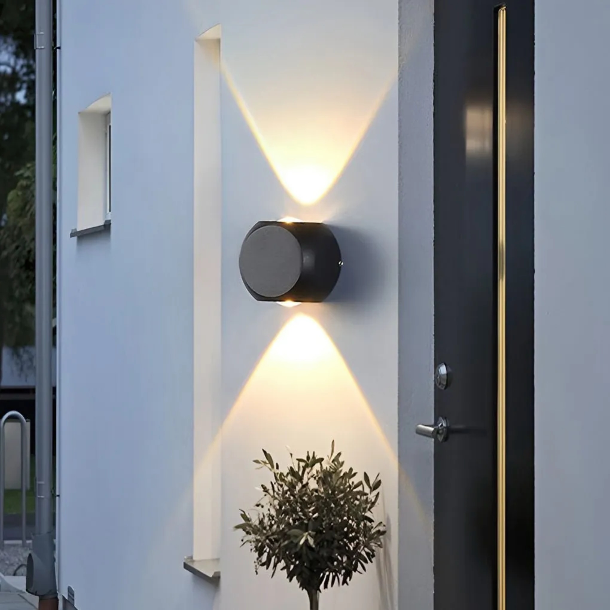 Lighom up-down synthetic outdoor wall lighting for patio — White / 2-Light