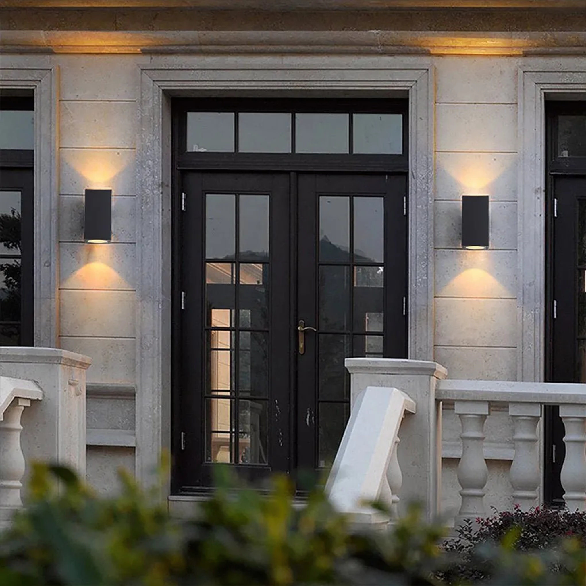 White industrial balcony outdoor wall lighting — 3" W x 5" H / 1-Light / Set of 1