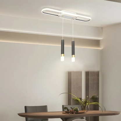 Modern long hanging white synthetic pendant lighting, Lighom — 2-Light