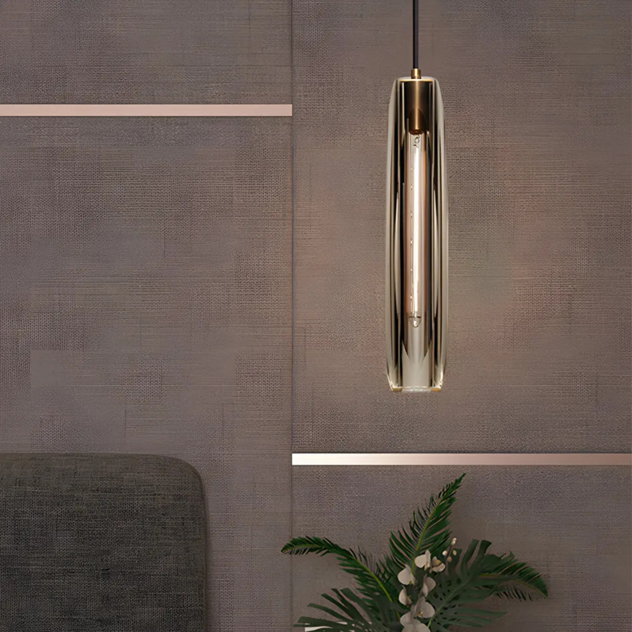 Lighom modern tungsten long crystal metal glass pendant lighting