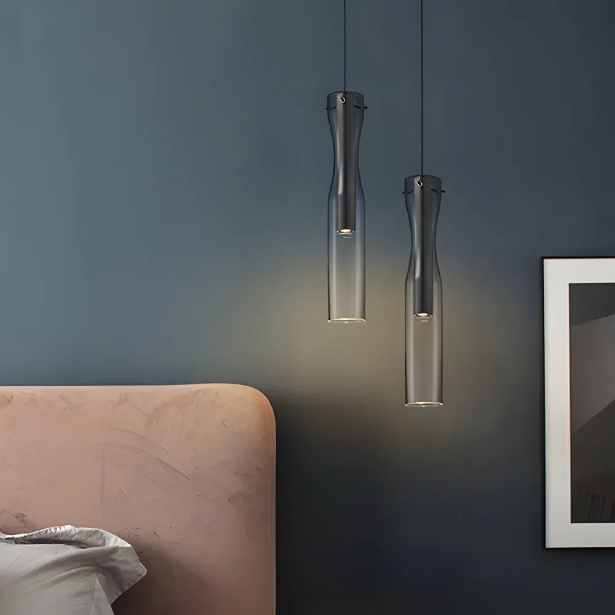 Modern long pendant lighting in copper