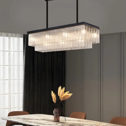 Black modern double rectangular pendant lighting — Matte Black