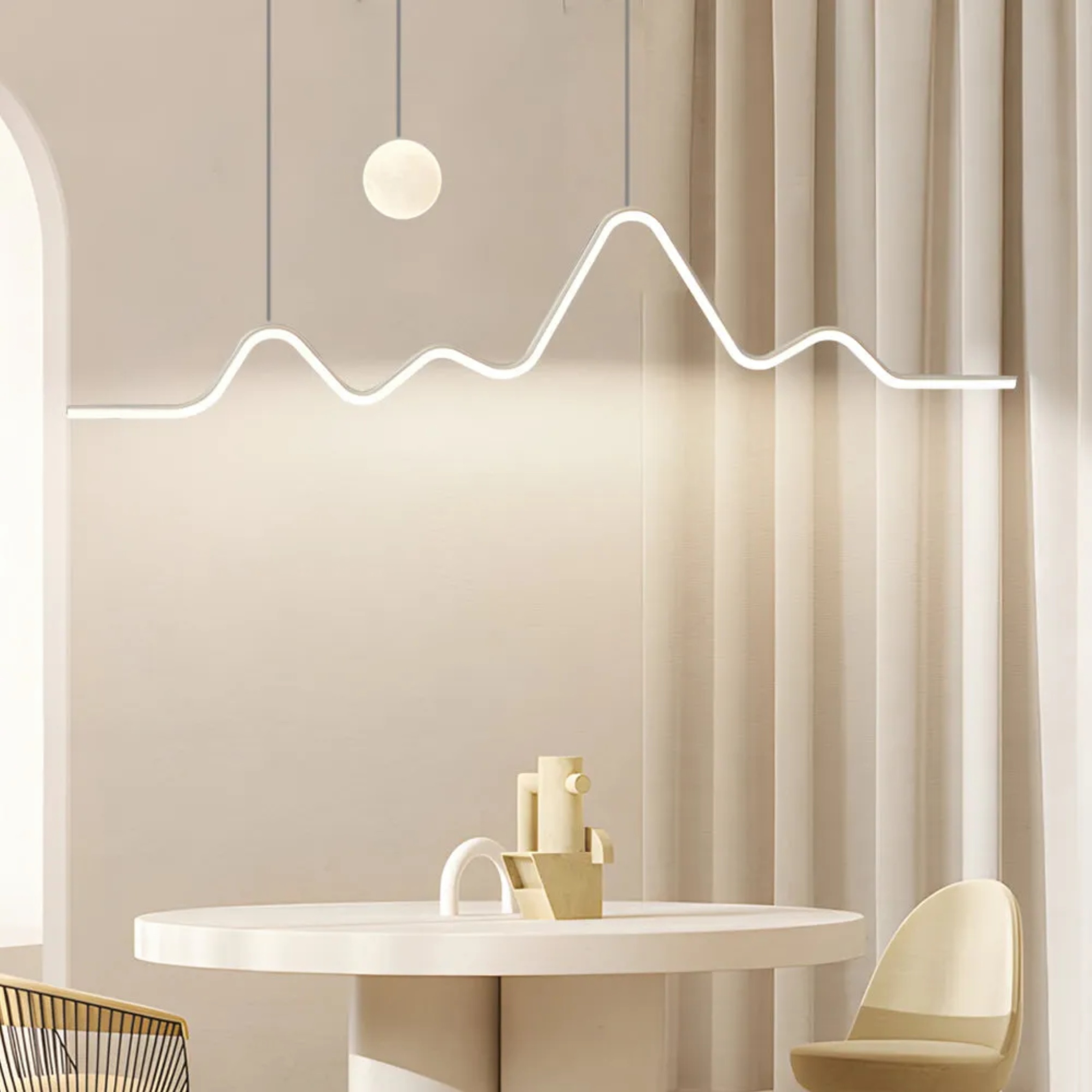 Modern moon long white metal pendant lighting