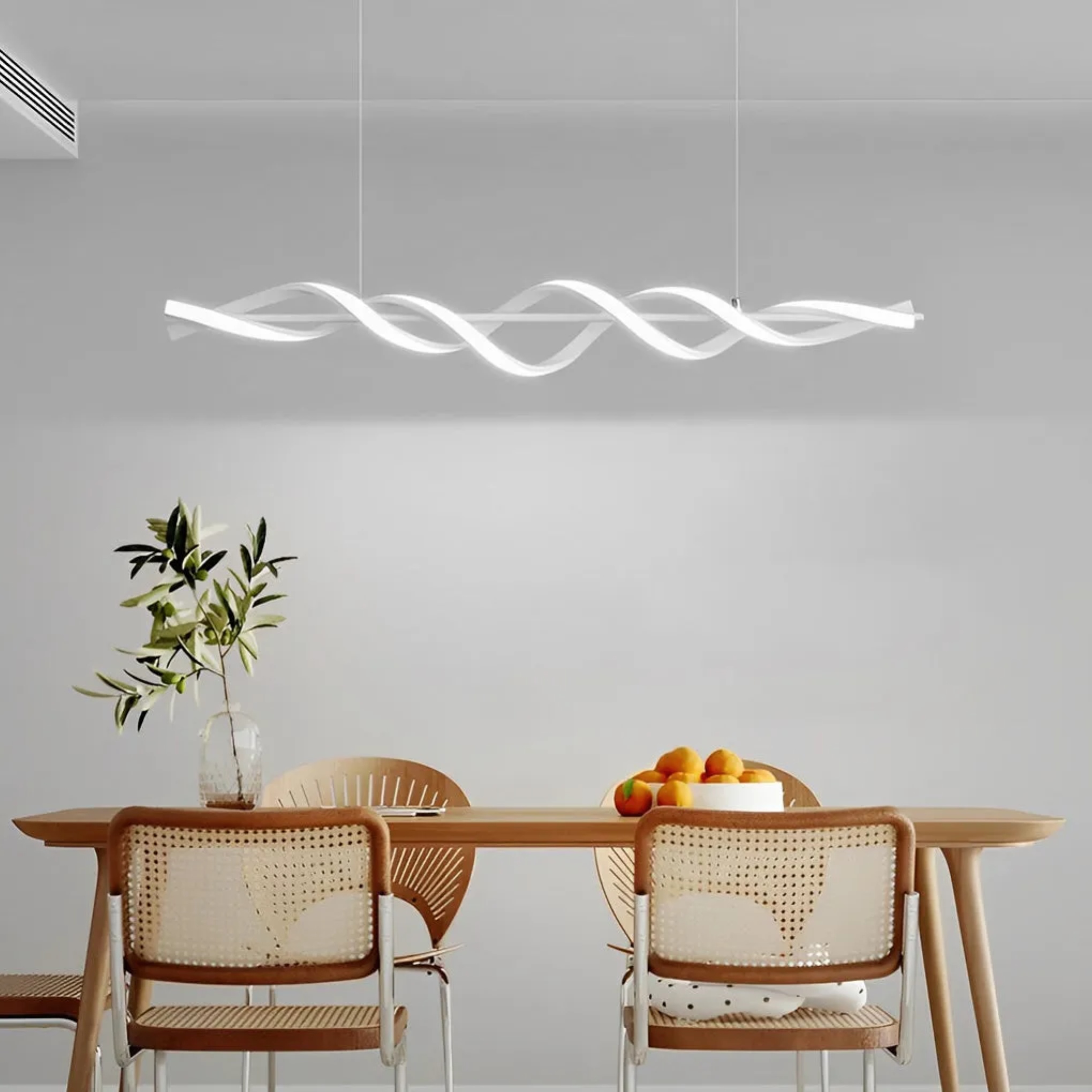 Minimalist wave long white pendant lighting — 39.4" L x 47.2" H / Cool White (6000K)