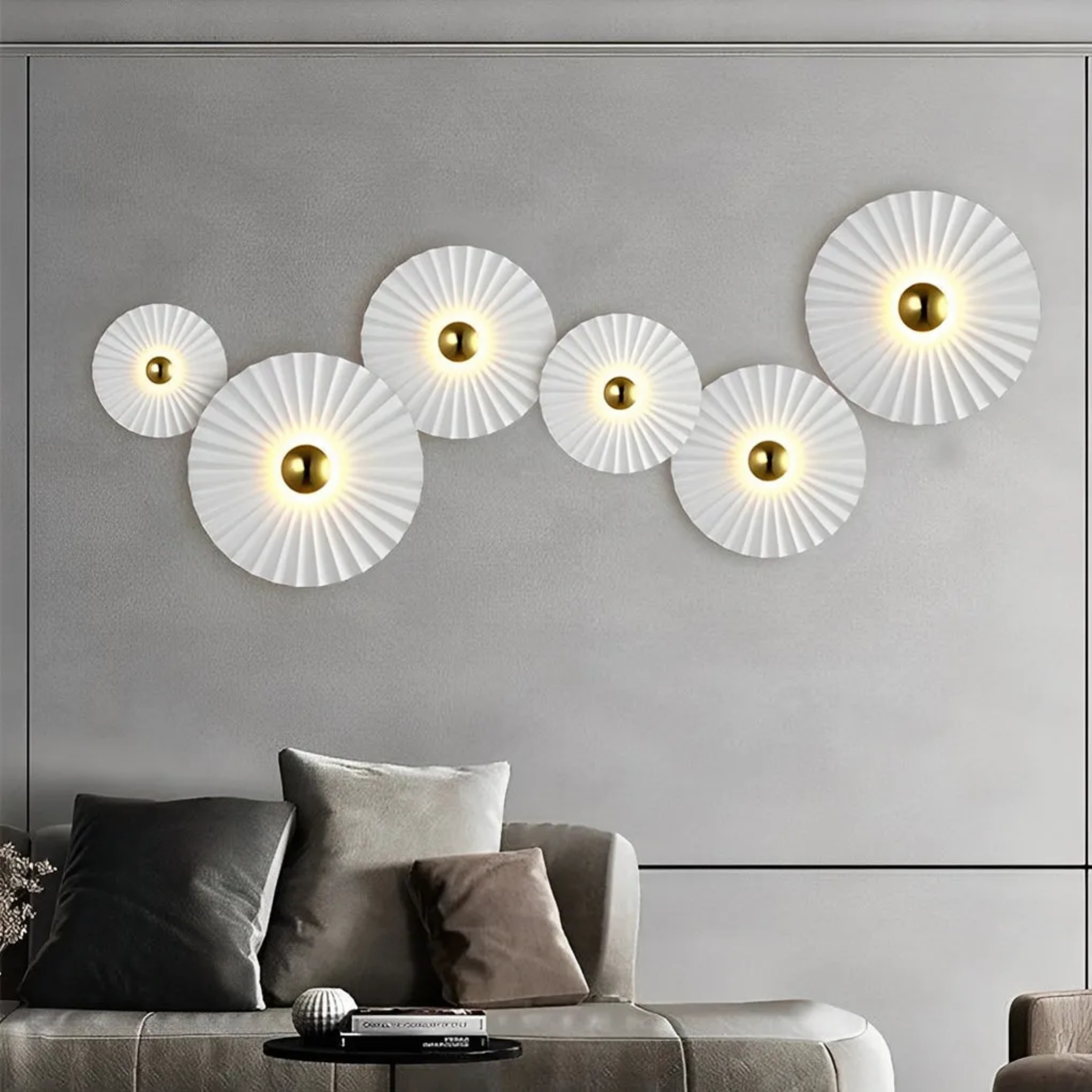 Modern lotus pleated wall sconces in metal — 9.8" Diameter