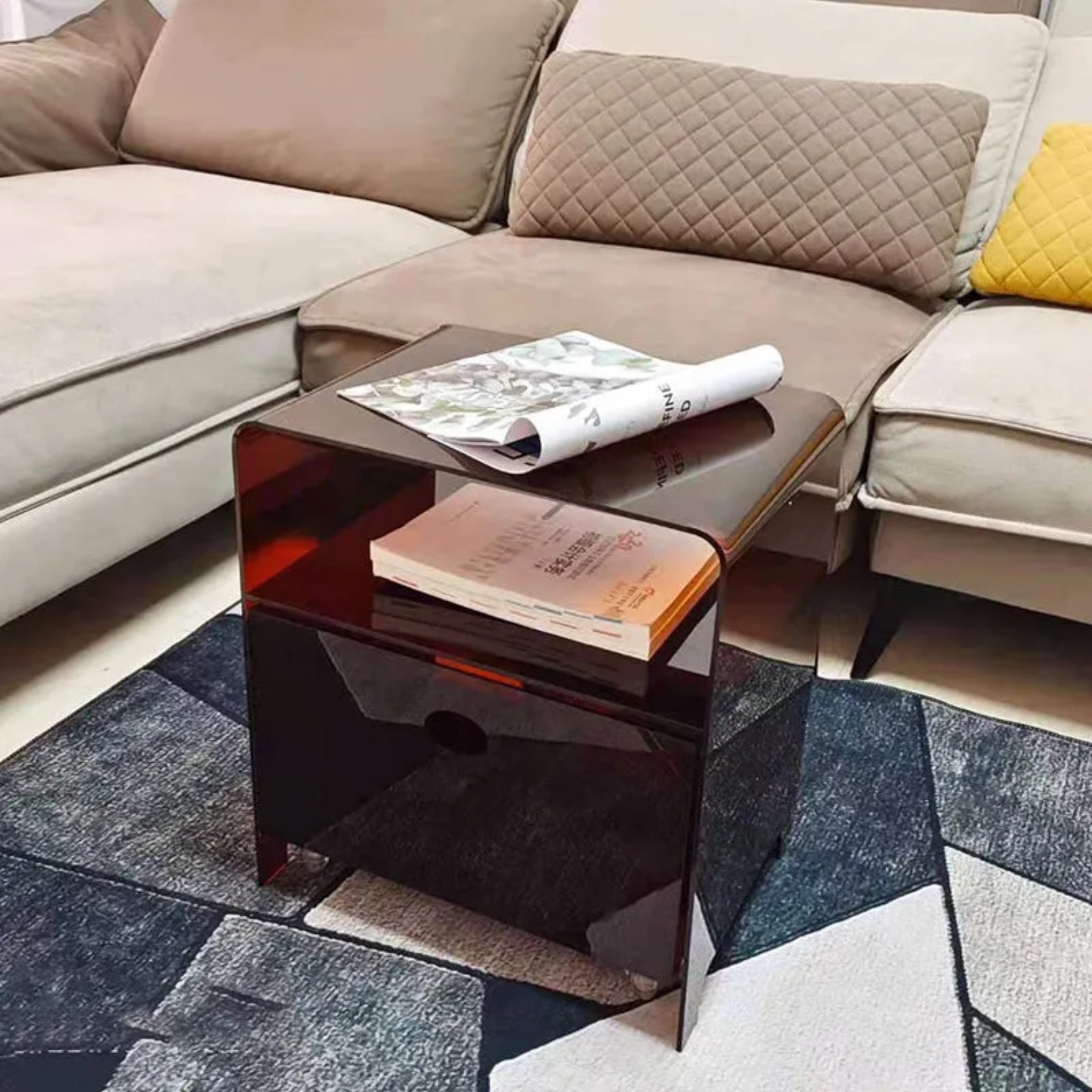 Lighom end 2-tier acrylic end & side tables for living room — Clear