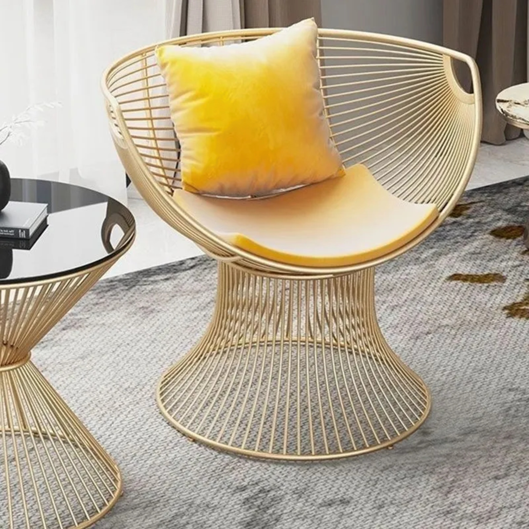 Luxury oval upholstered gray accent chairs in iron — Orange