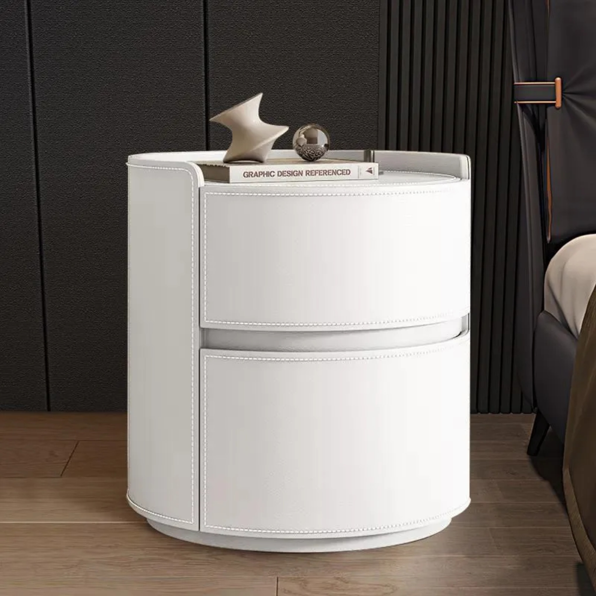 Luxury rock slab beige nightstands, Lighom