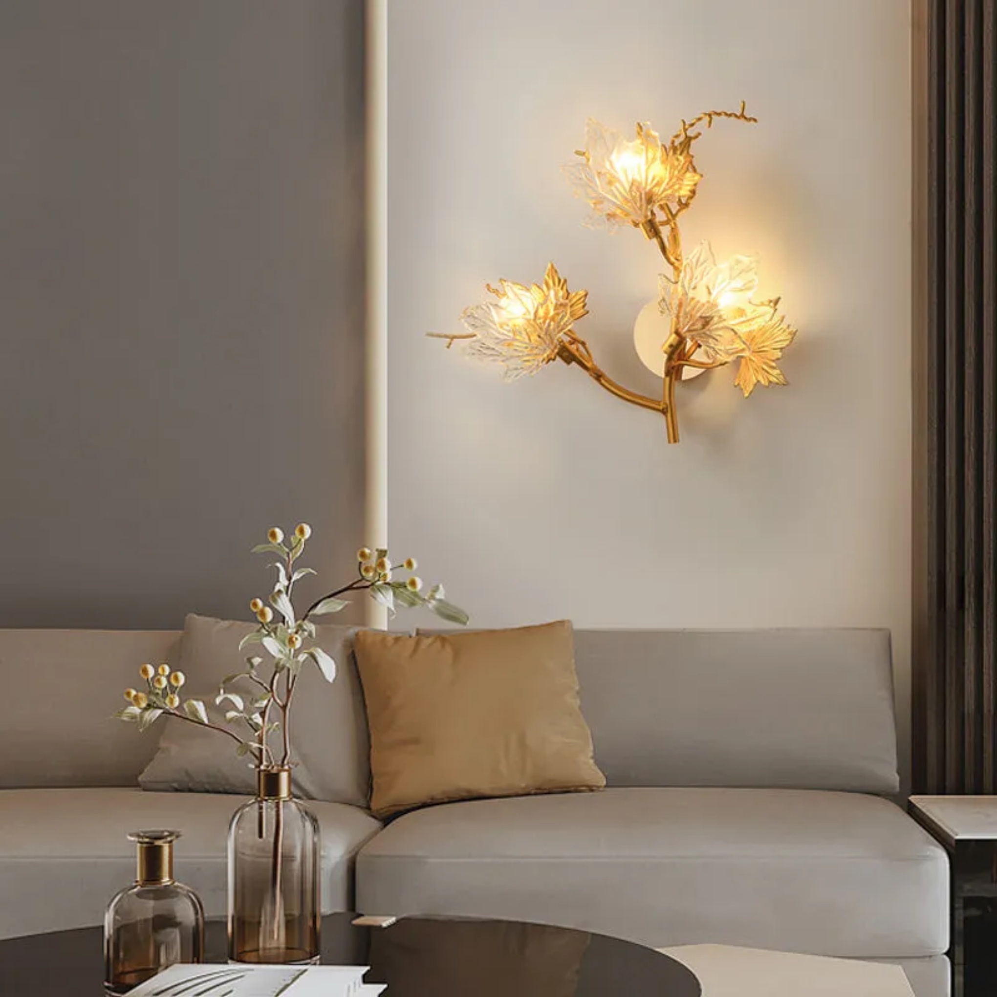 Modern maple leaf gold wall sconces, Lighom