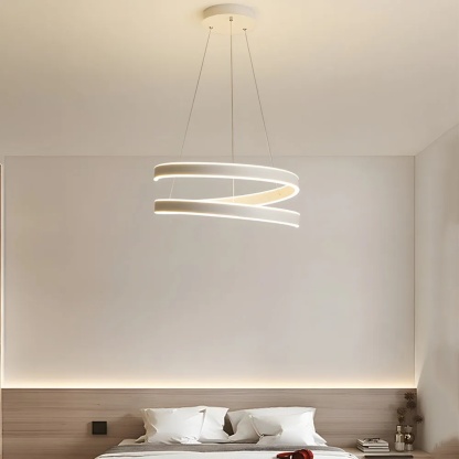 Matte twisted white pendant lighting — 15.7" Diameter / 3-Color Changeable