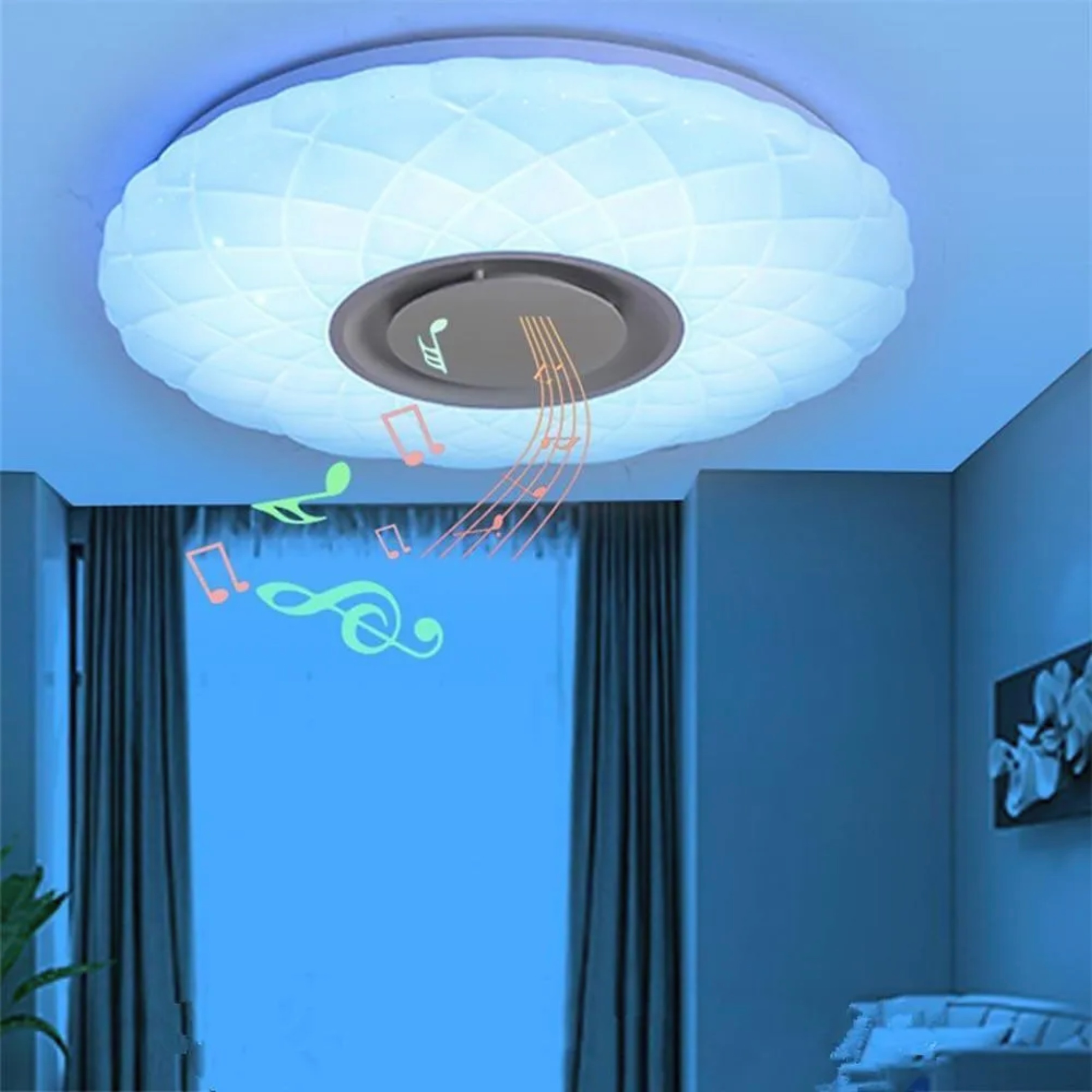 Metal flush mount lighting for bedroom, Lighom — 20" Diameter