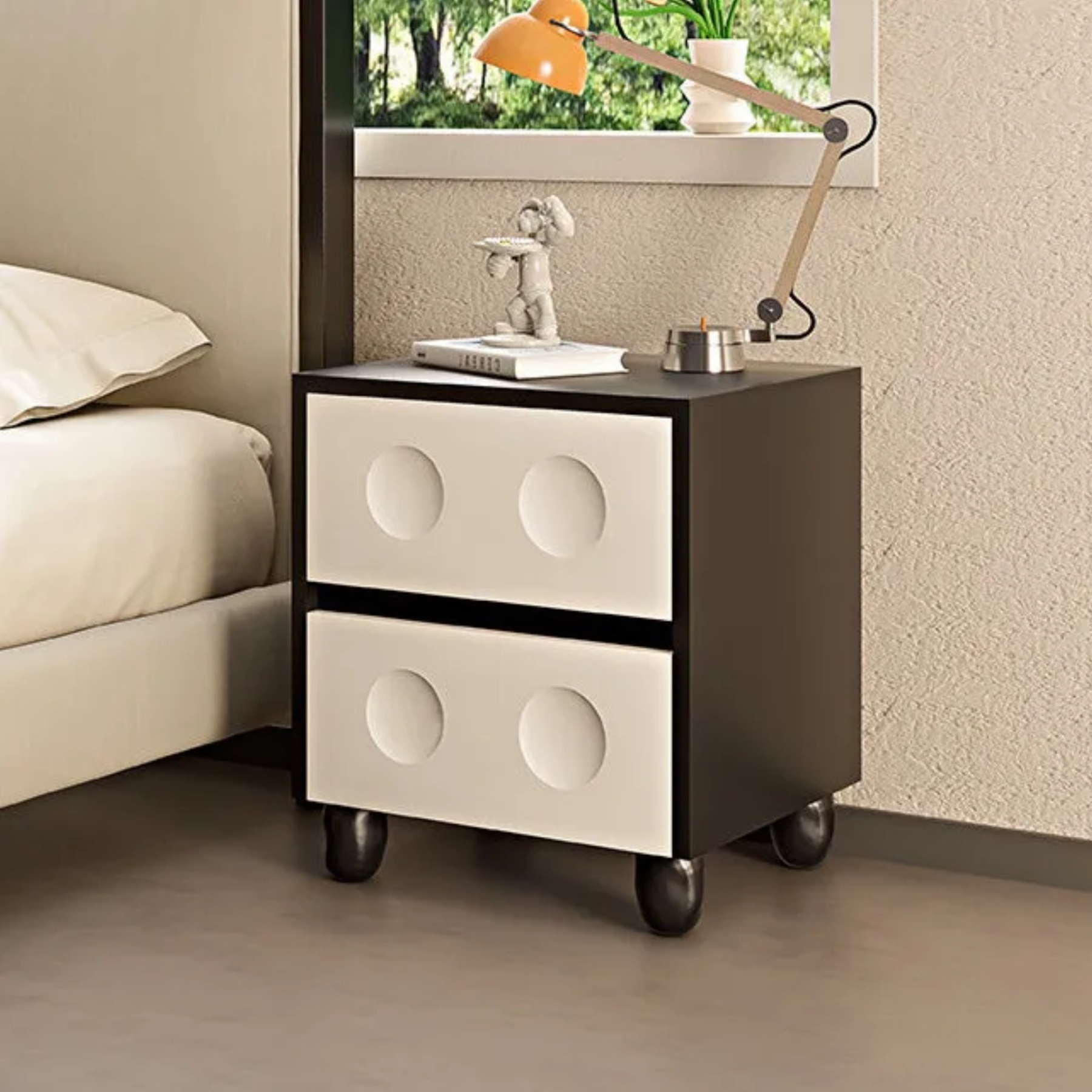 Lighom mid-century 2-drawer solid wood nightstands