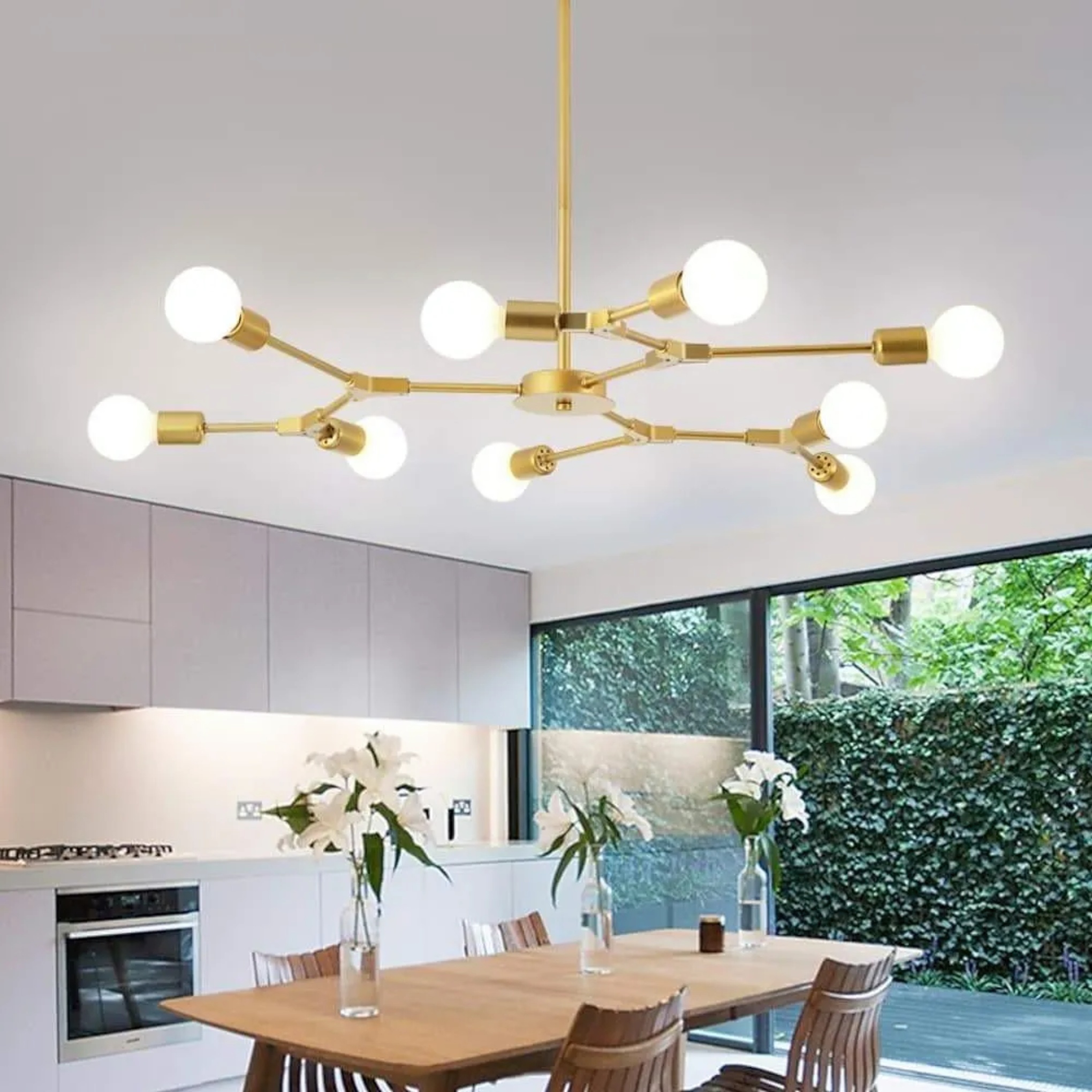 Modern mini 9-light black chandeliers, Lighom — Matte Black