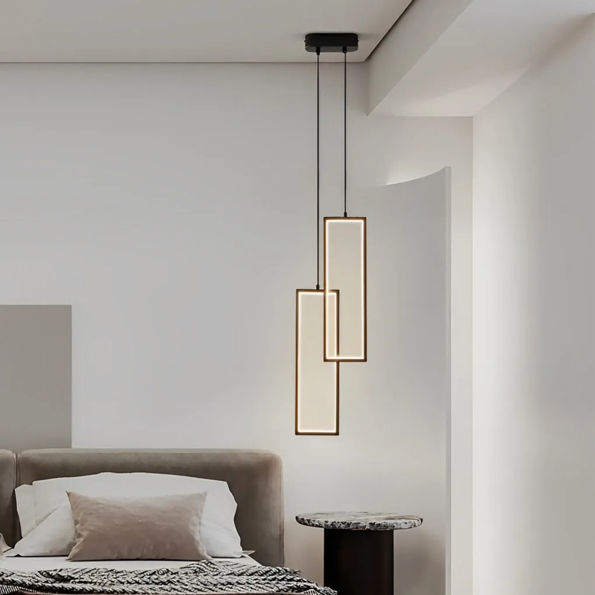 Bronze copper mini rectangular pendant lighting - modern — 1-Light
